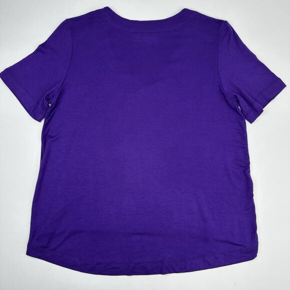 Betabrand Women’s NWOT Purple V-Neck Short Sleeve Hi-Low T-Shirt Extra Small/C36 - Picture 6 of 11